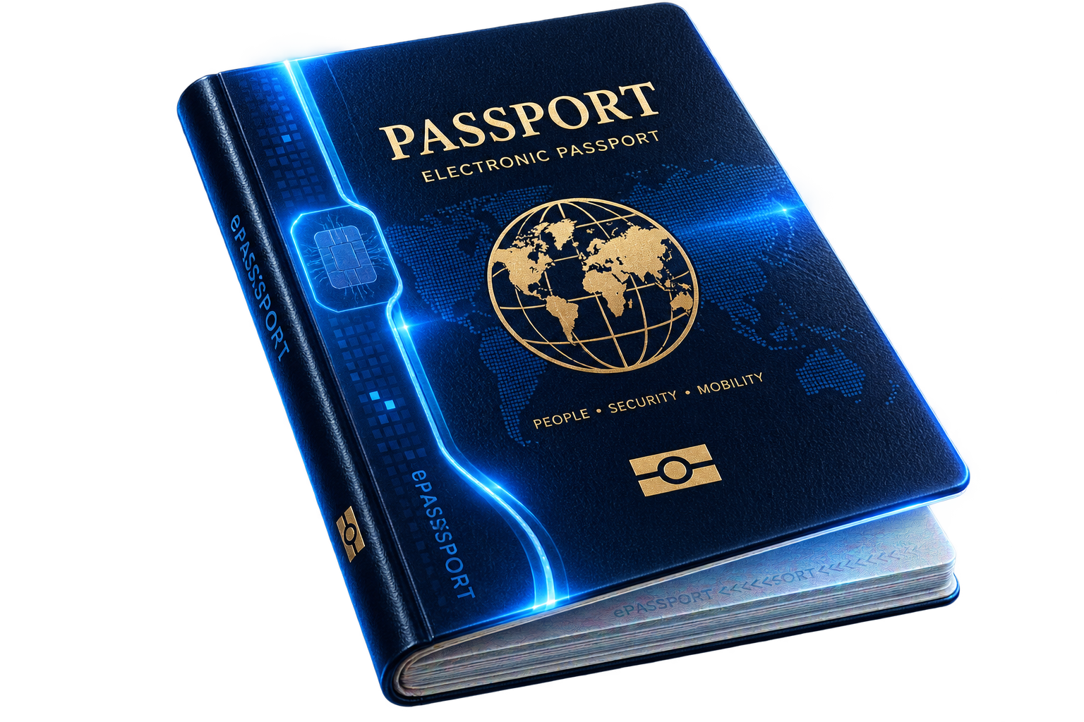 Electronic passport with illuminated embedded chip