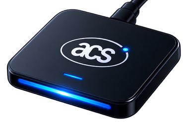 ACS smart-card reader with blue status lighting